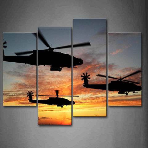 Wall Art Helicopters Sky Sunset