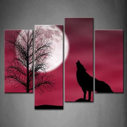 Wall Art Wolf Cloudy Night Moon